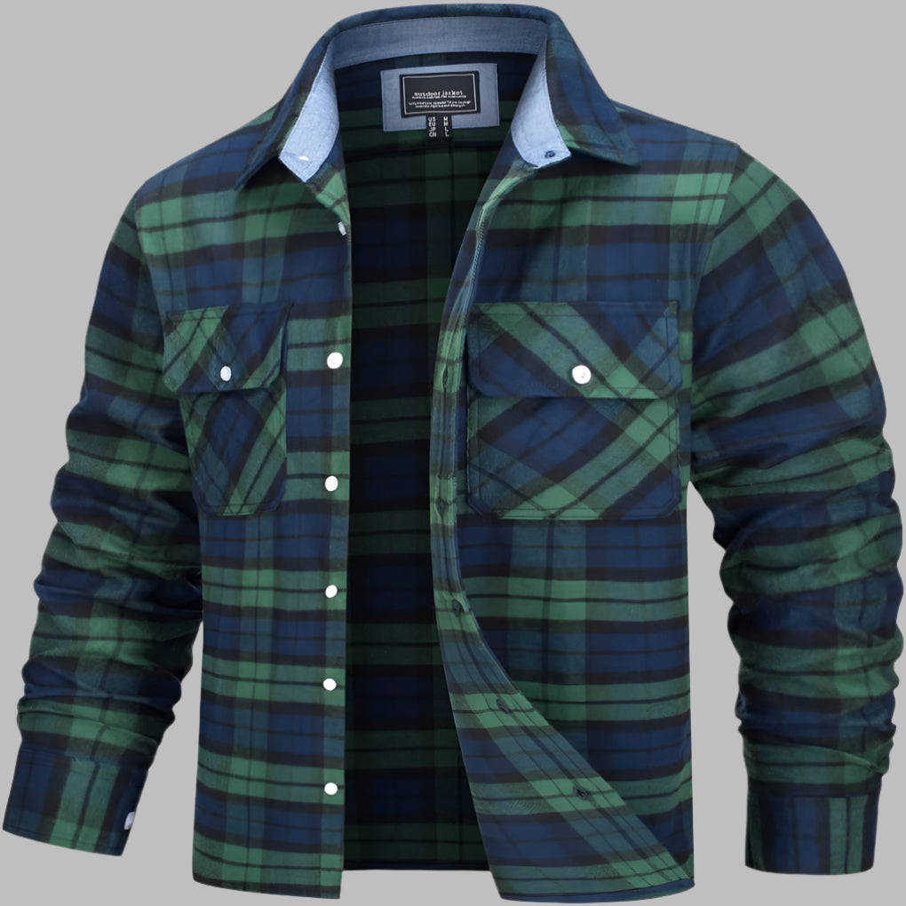 Camicia da boscaiolo in flanella di cotone a quadri
