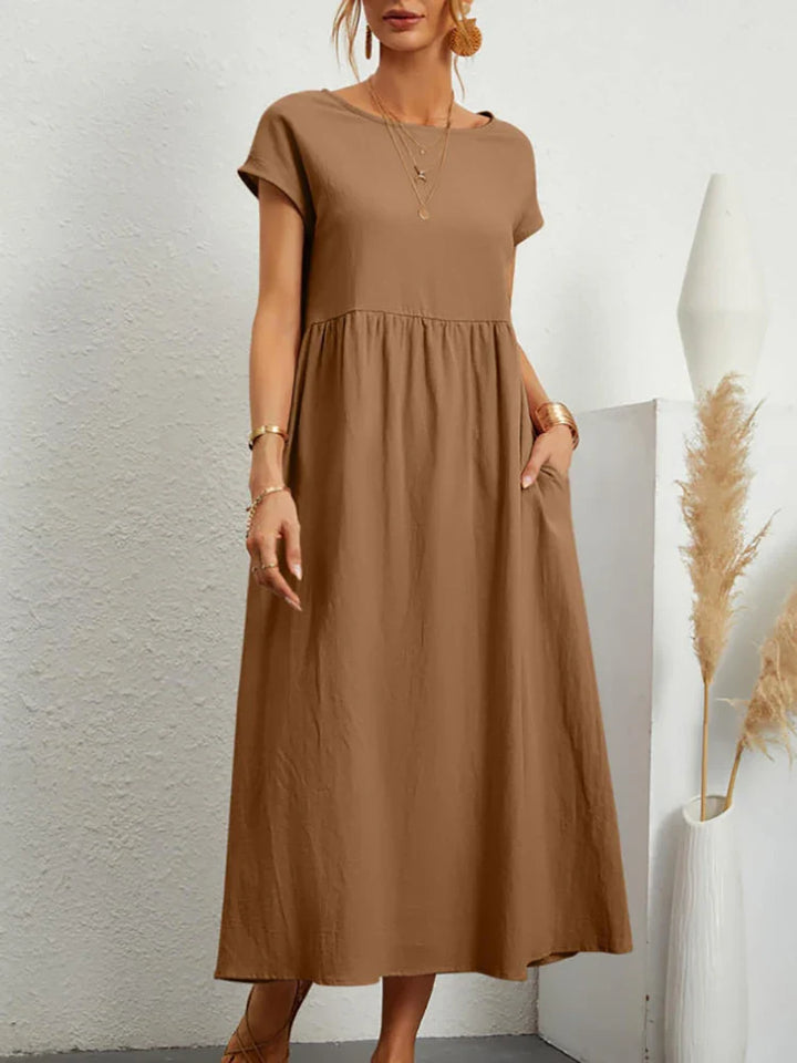Abito vintage in cotone con scollo a O