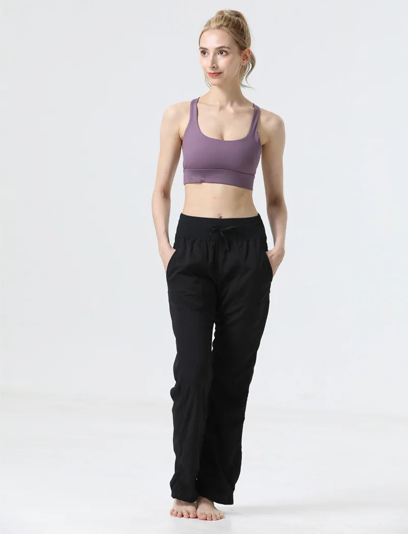 FlexEase - Pantaloni Yoga Donna Traspiranti con Vita Elastica