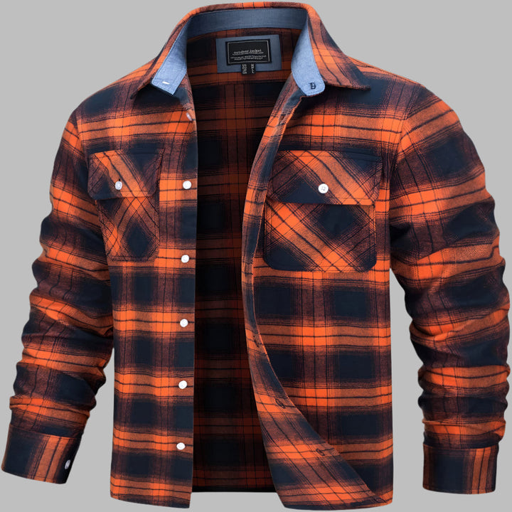 Camicia da boscaiolo in flanella di cotone a quadri