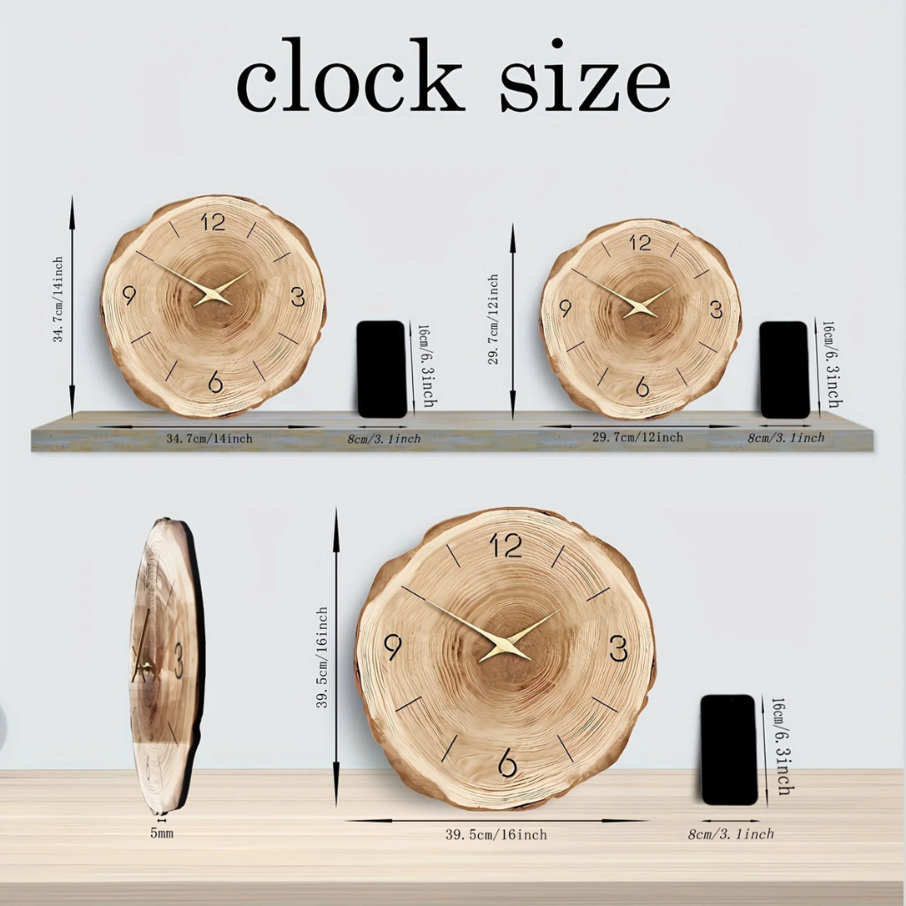 Reloj de pared silencioso de madera