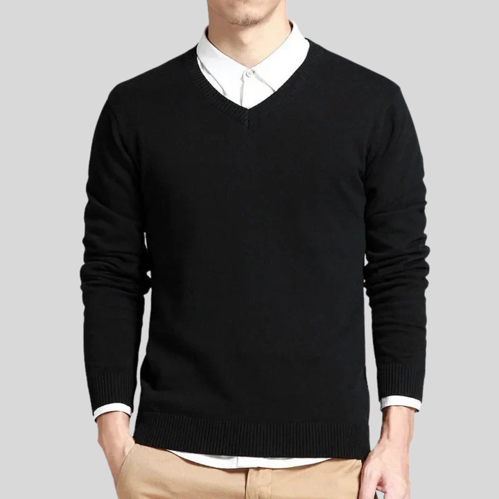 Maglione in cotone con scollo a V da uomo