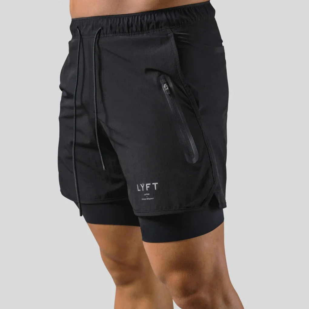Pantalones cortos deportivos 2 en 1 para hombre