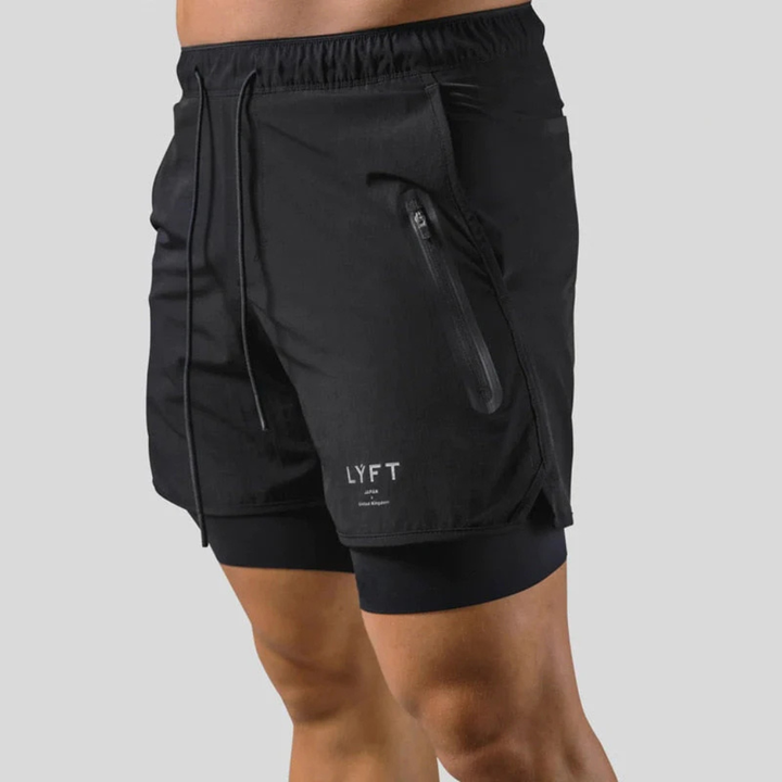 Pantalones cortos deportivos 2 en 1 para hombre