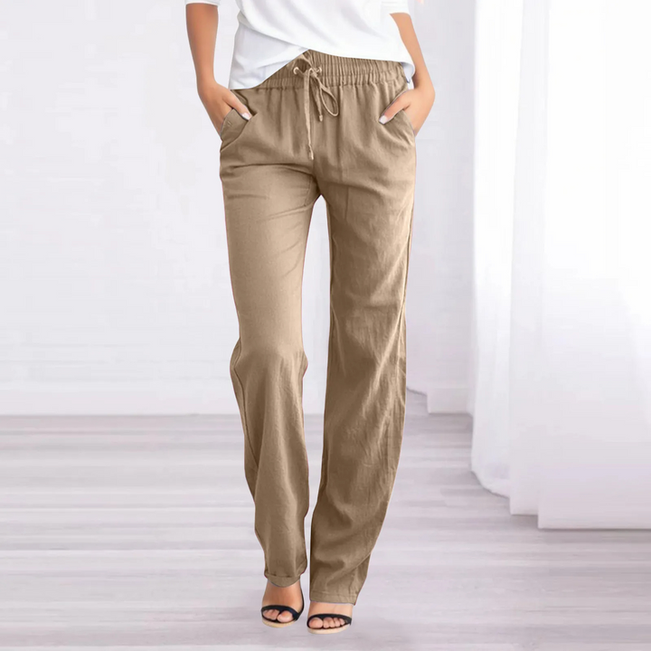 Pantaloni leggeri in cotone e lino da donna