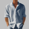 Camicia leggera da uomo in cotone e lino tinta unita