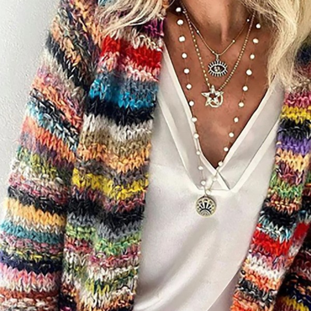 Maglia lunga con stampa a righe da donna