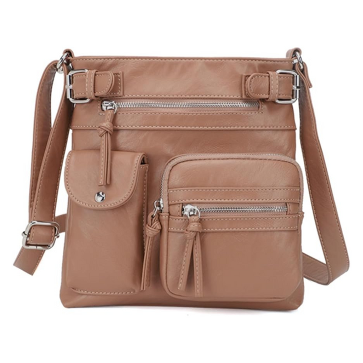 Borsa a tracolla multitasche in pelle da donna