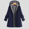 Cappotto con cappuccio in pile tinta unita da donna