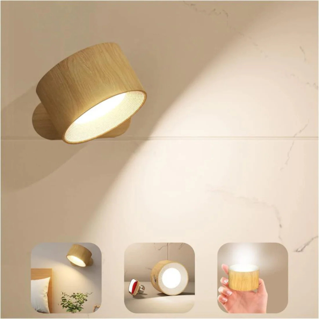 Lampada da parete a LED ricaricabile senza fili a 360°