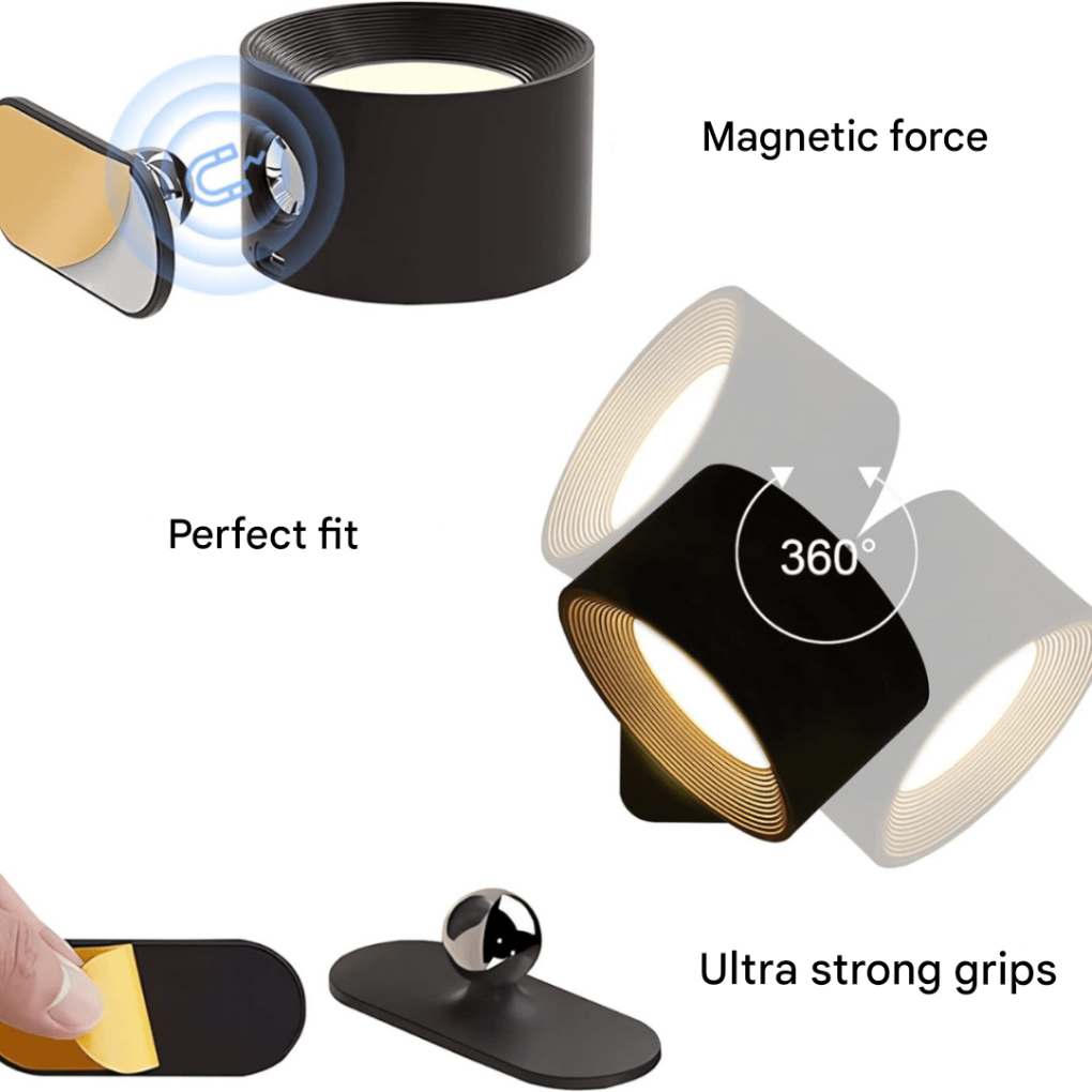 Lampada da parete a LED ricaricabile senza fili a 360°