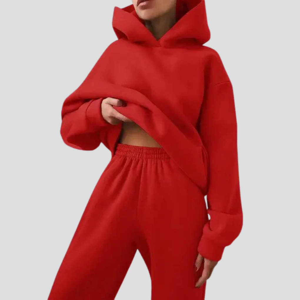 Completo felpa con cappuccio e pantaloni da jogging da donna