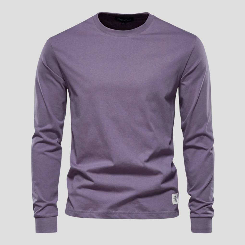 Camicia da uomo a maniche lunghe e scollo tondo – Stile classico per tutti i giorni