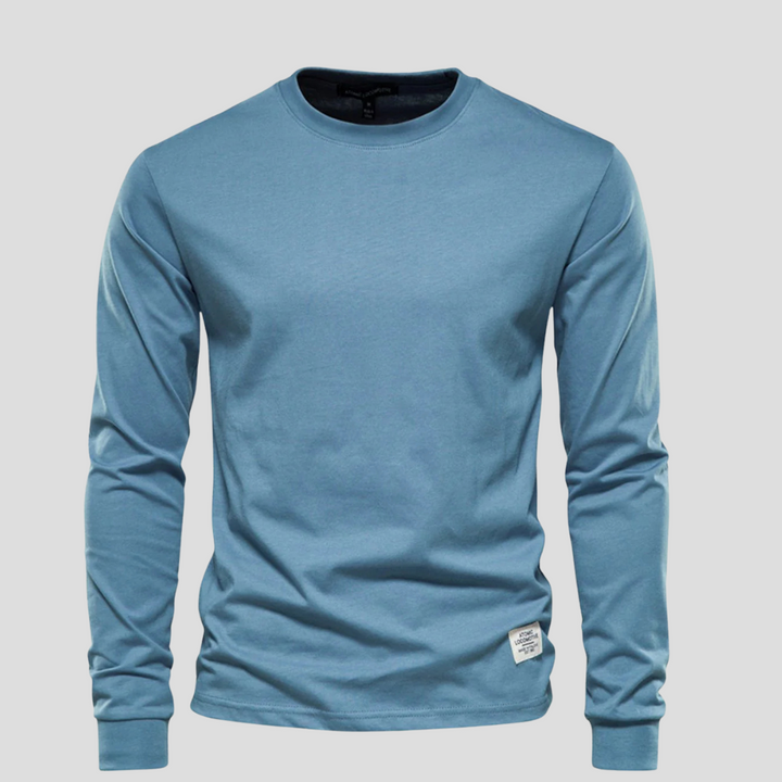 Camicia da uomo a maniche lunghe e scollo tondo – Stile classico per tutti i giorni