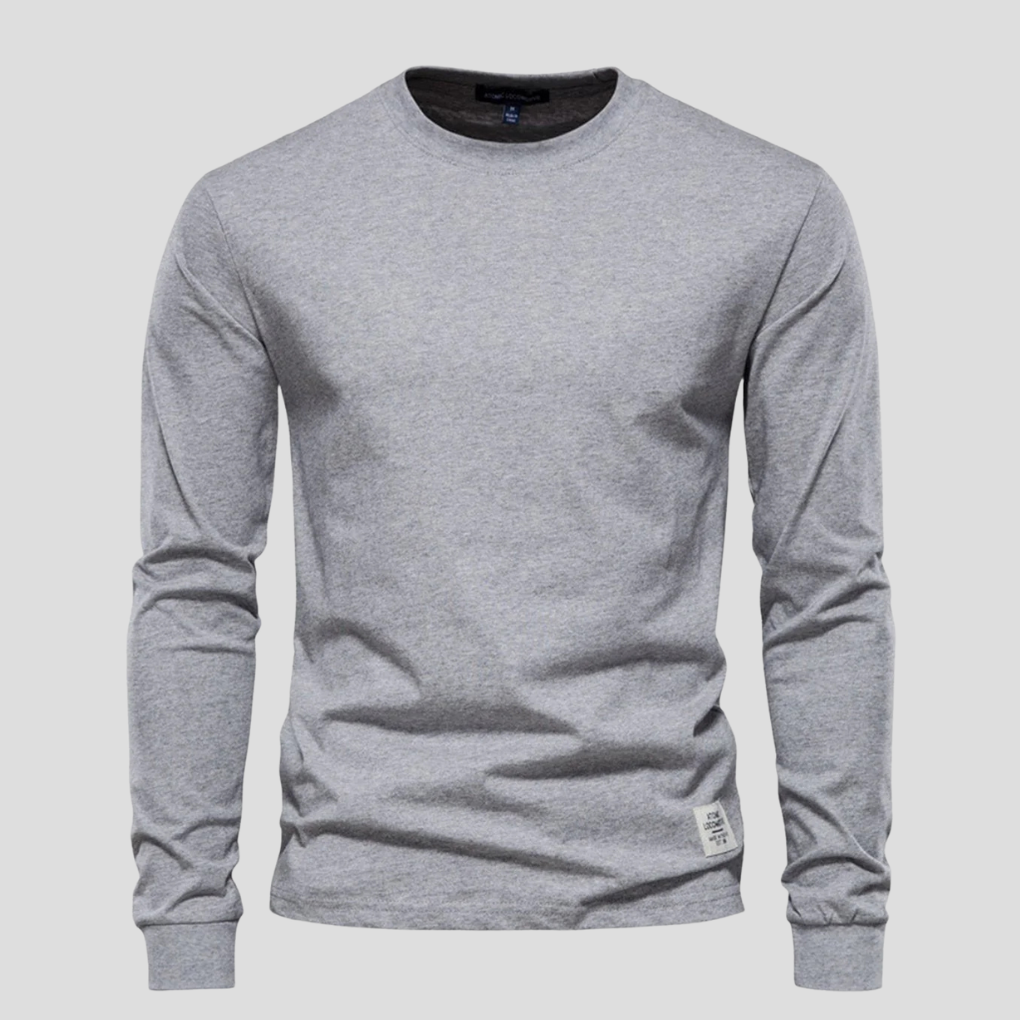 Camicia da uomo a maniche lunghe e scollo tondo – Stile classico per tutti i giorni