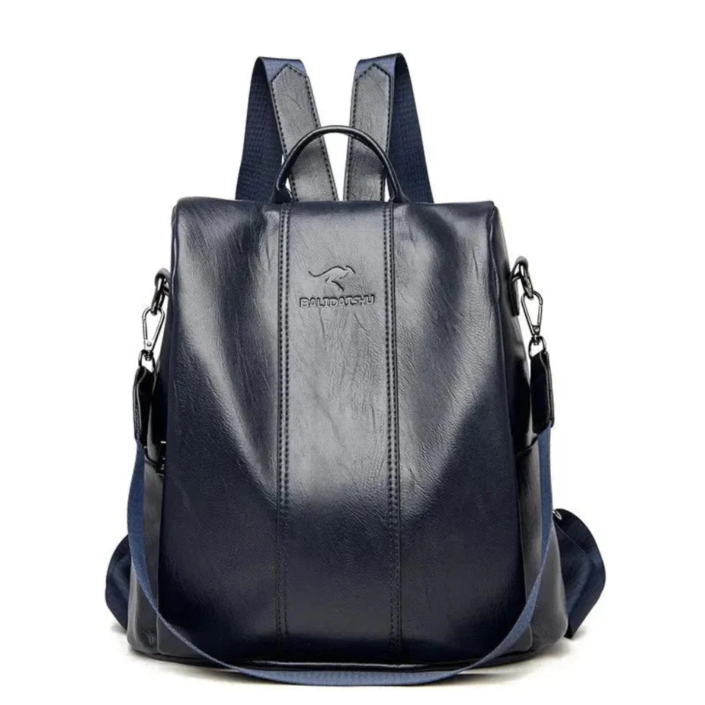Zaino antifurto in pelle da donna