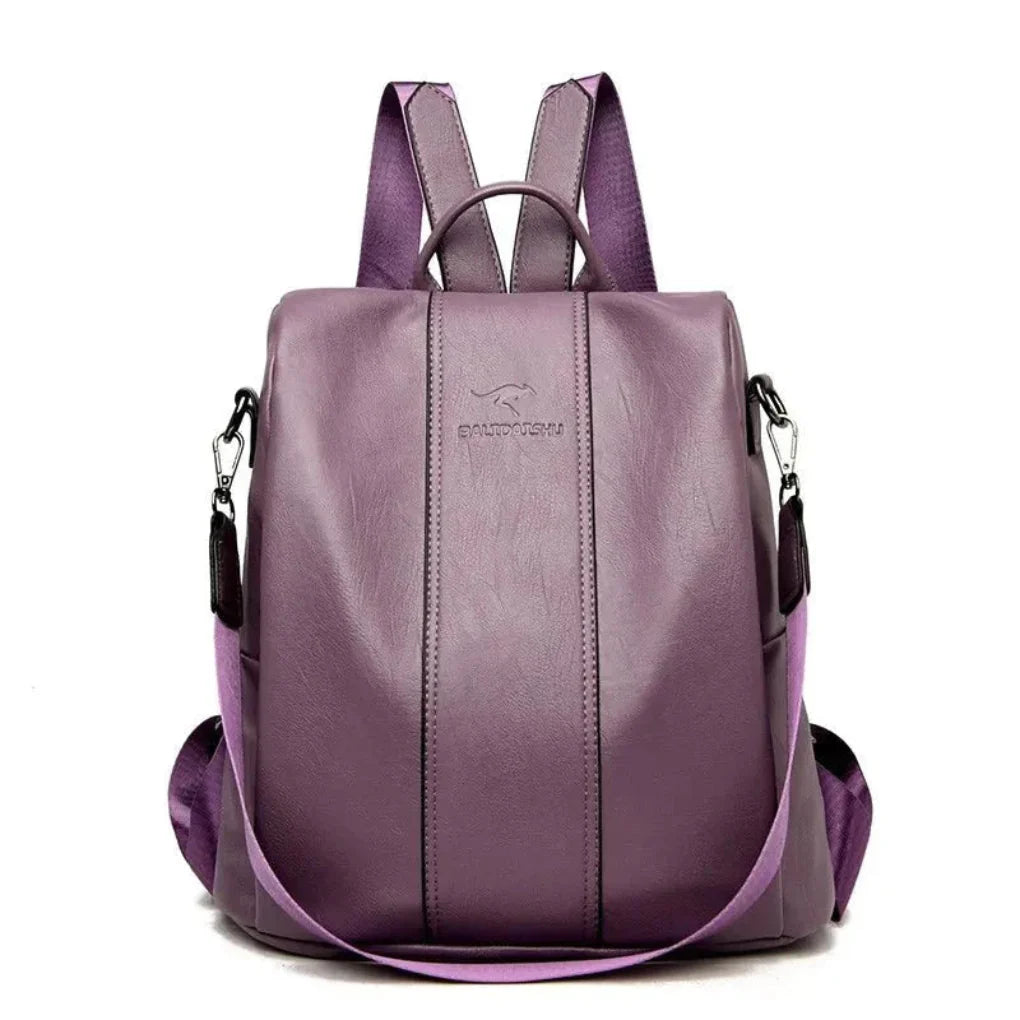 Zaino antifurto in pelle da donna