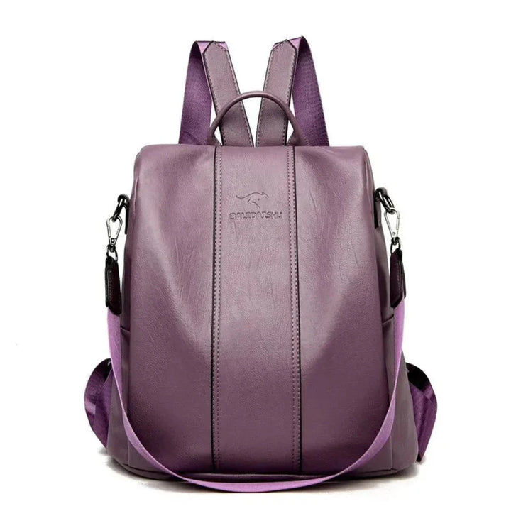 Zaino antifurto in pelle da donna