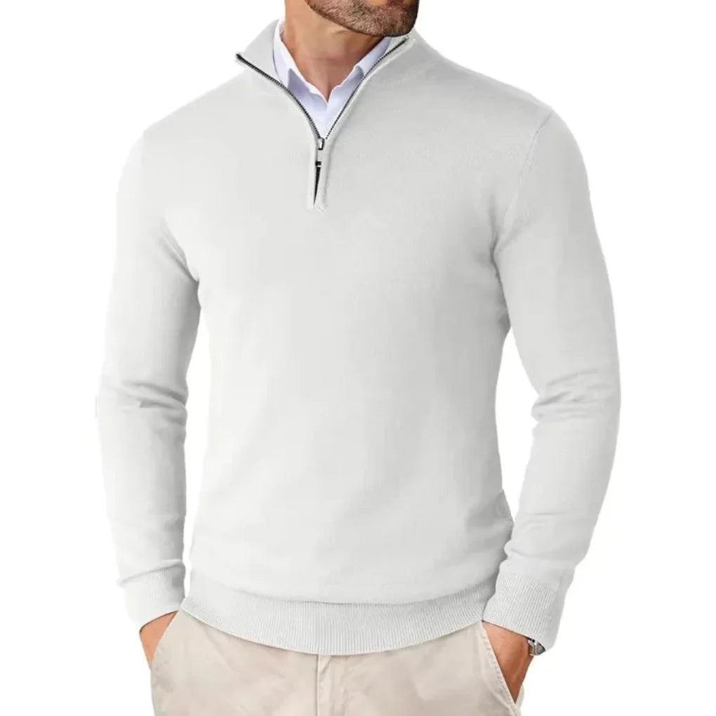 Maglione da uomo in maglia di cotone con collo con cerniera