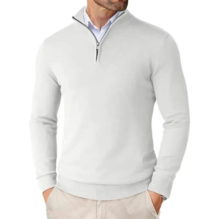 Maglione da uomo in maglia di cotone con collo con cerniera