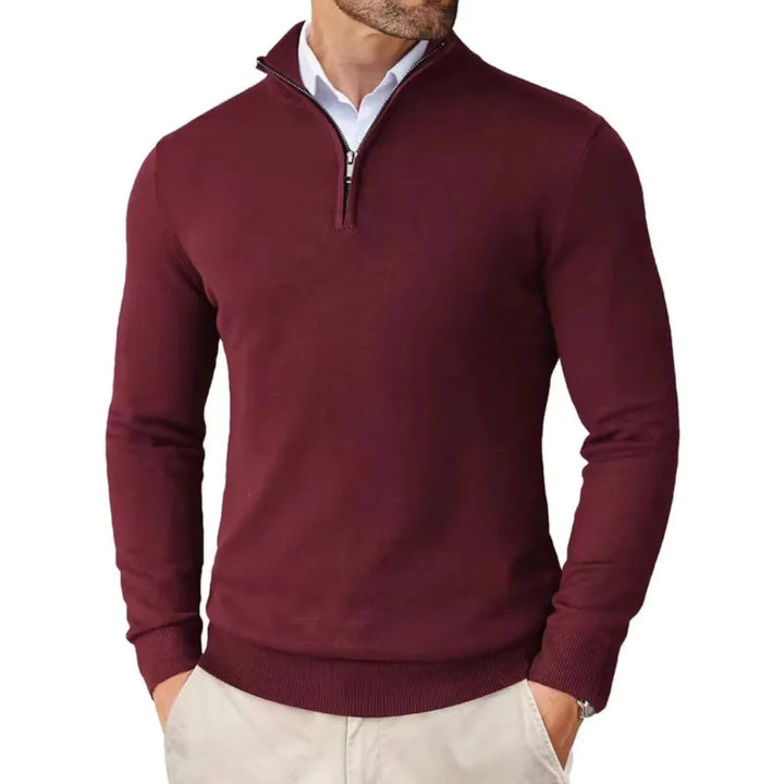 Maglione da uomo in maglia di cotone con collo con cerniera