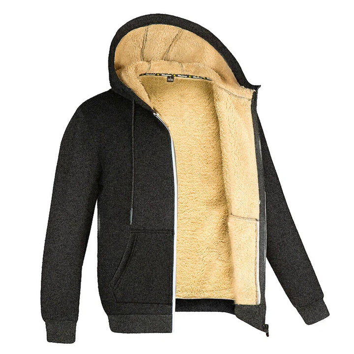 Pullover da uomo in pile con fodera in pelliccia