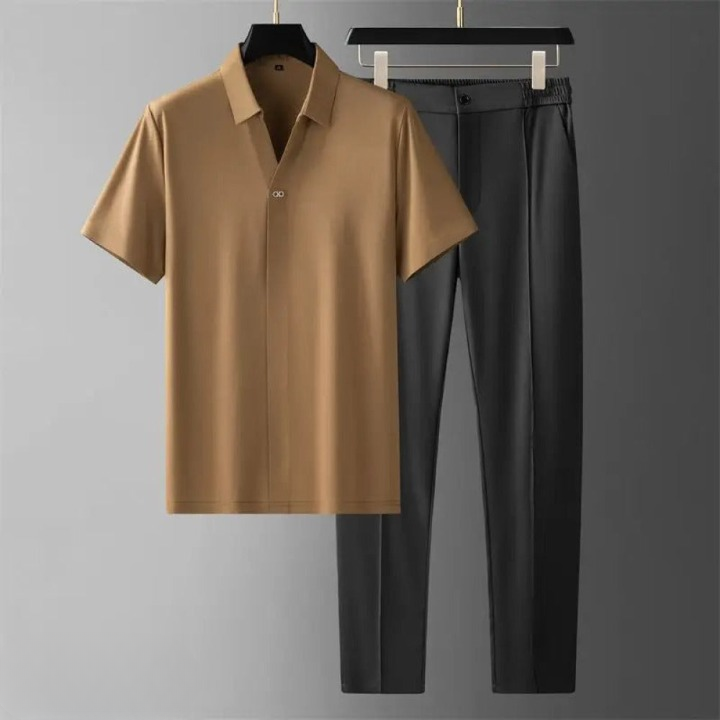 Set polo e pantaloni due pezzi per uomo