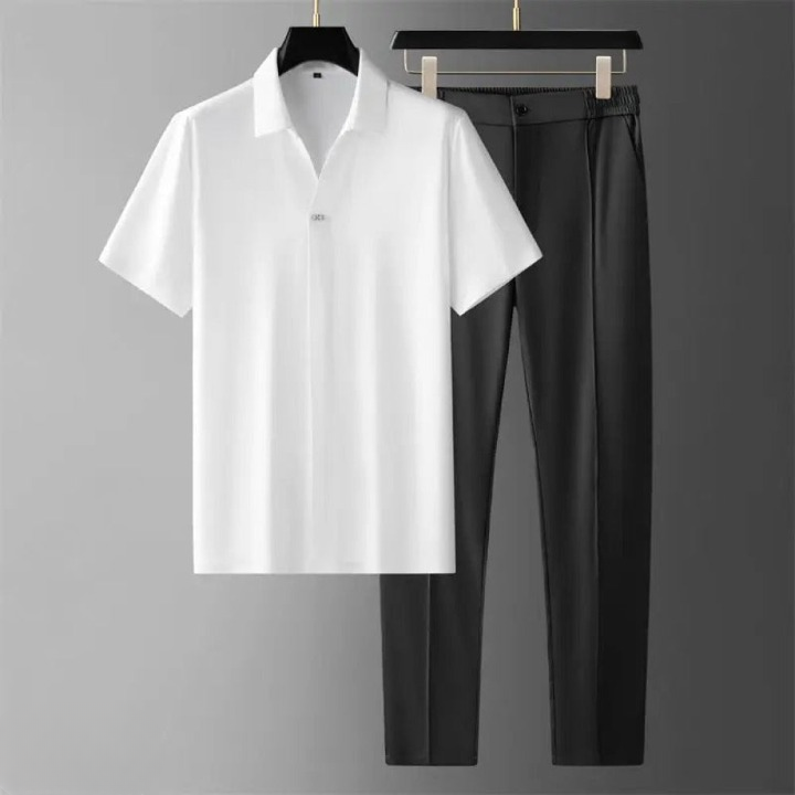 Set polo e pantaloni due pezzi per uomo