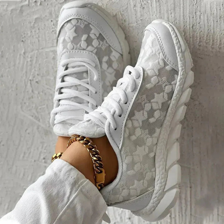 Sneakers da donna traspiranti con lacci e motivo a stelle