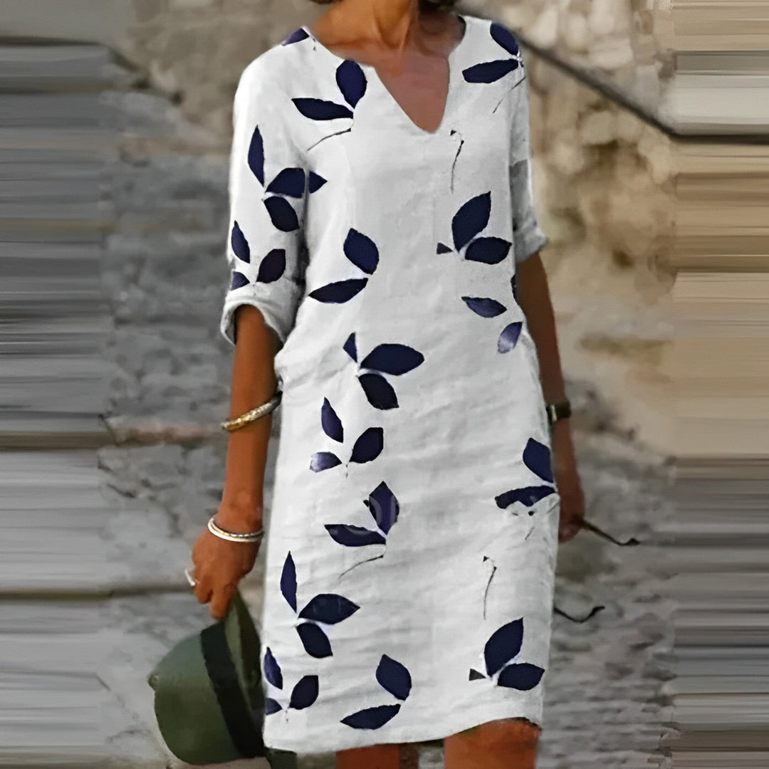 Vestito estivo da donna con stampa a foglie