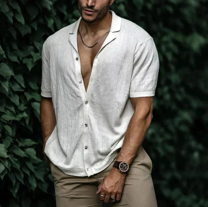 Camicia estiva da uomo in lino con chiusura a bottoni