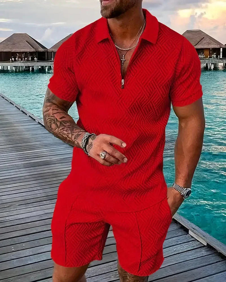 Tuta estiva casual con colletto e cerniera