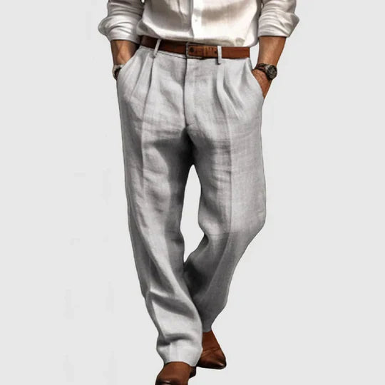 Pantaloni casual da uomo in cotone e lino