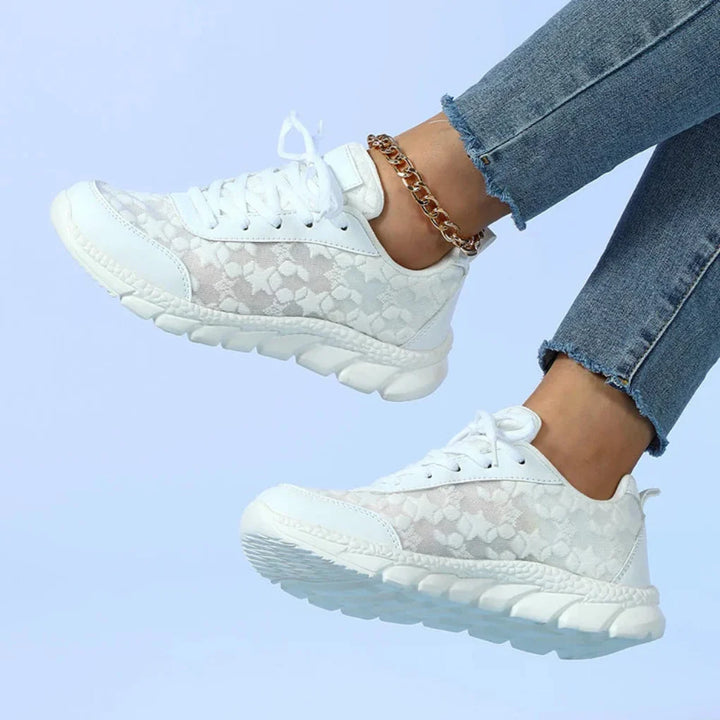 Sneakers da donna traspiranti con lacci e motivo a stelle