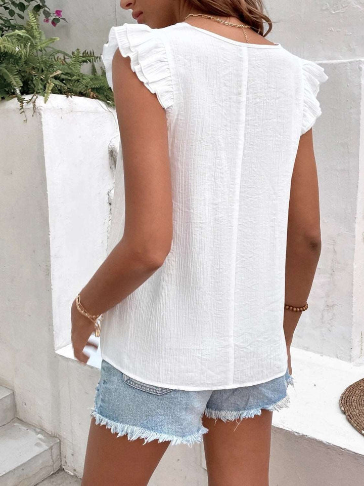 Camicetta con scollo a V increspato