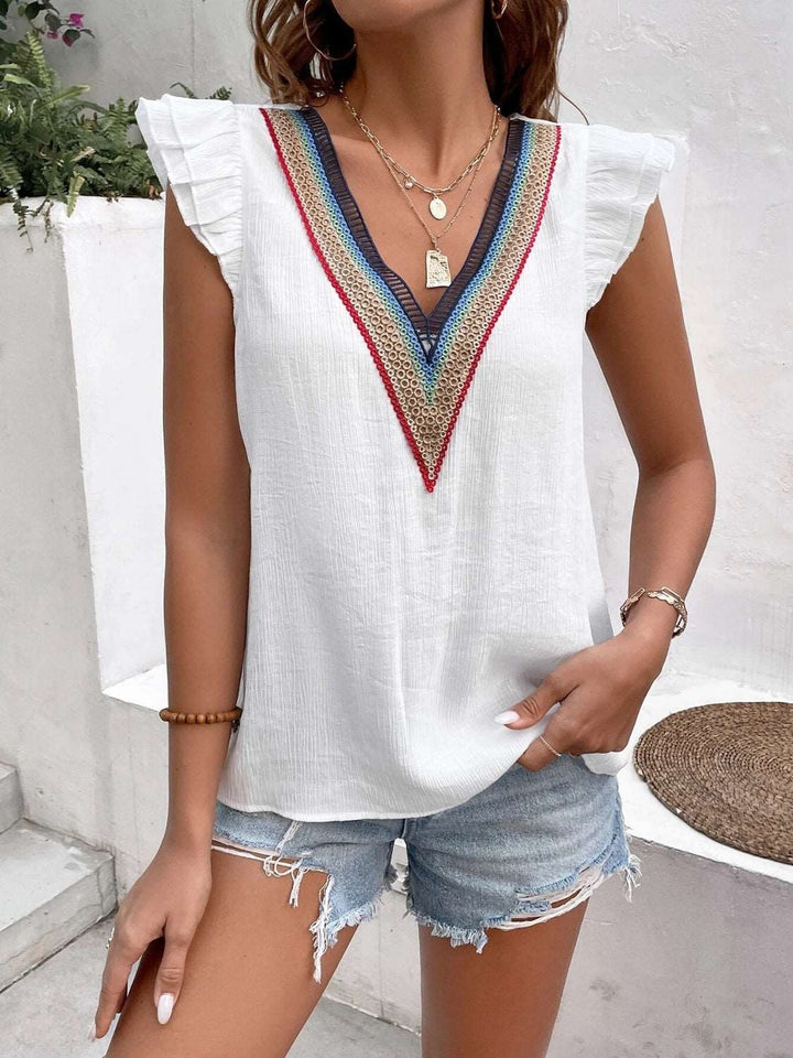Camicetta con scollo a V increspato