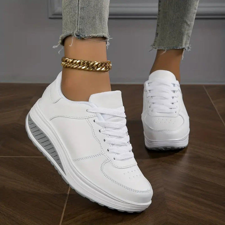 Scarpe basse con plateau in pelle PU da donna