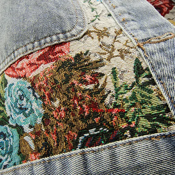 Giacca in denim floreale da donna