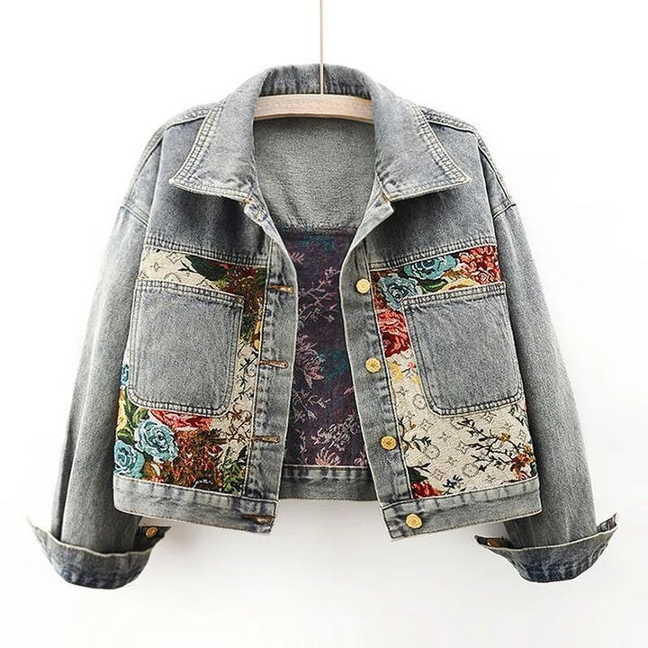 Giacca in denim floreale da donna