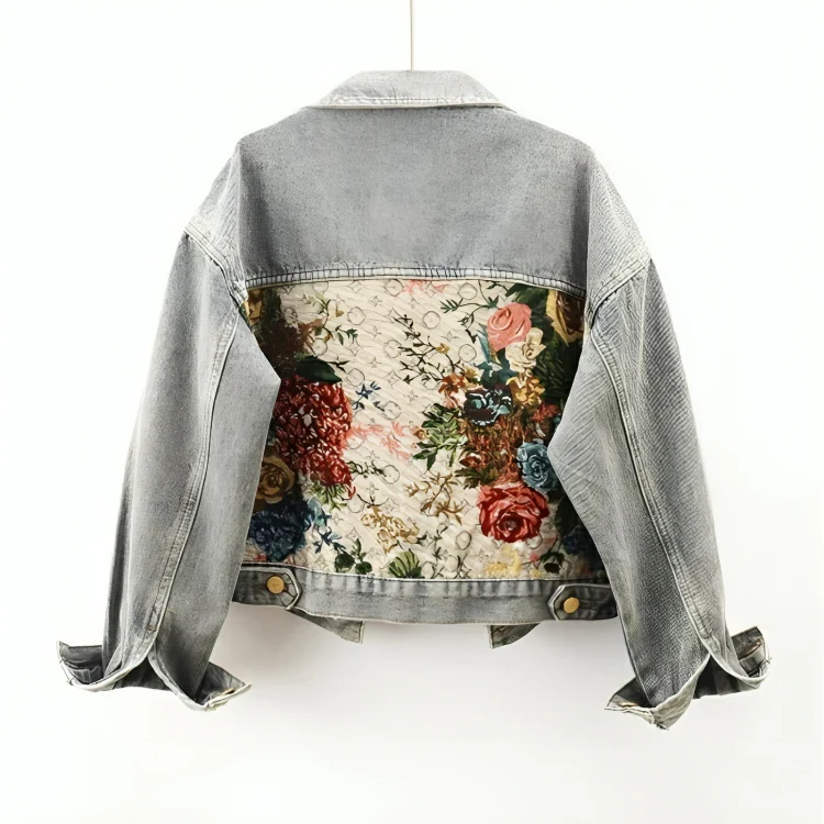 Giacca in denim floreale da donna