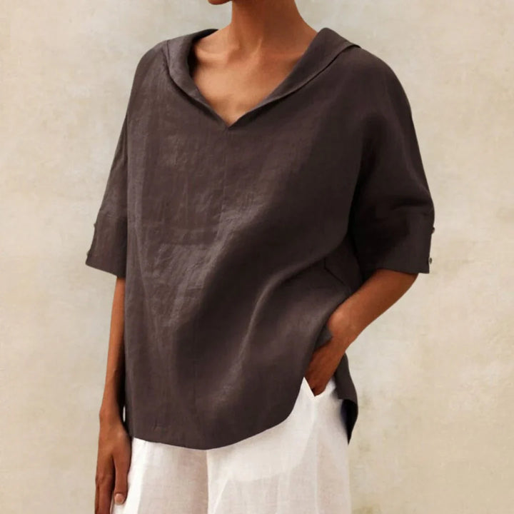 Camicia estiva essenziale in lino da donna