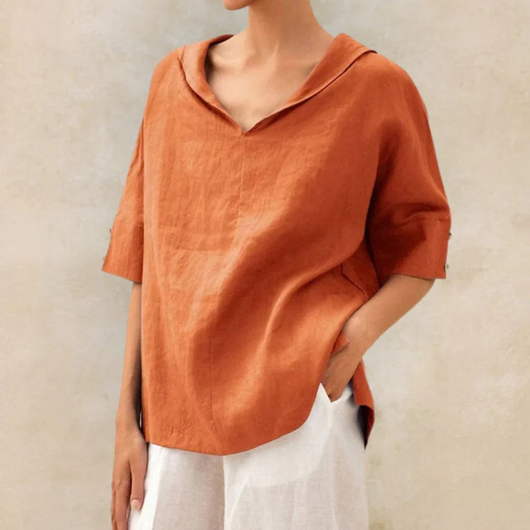 Camicia estiva essenziale in lino da donna