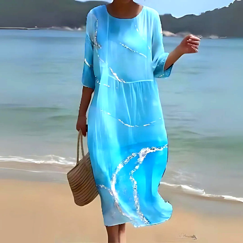 Abito midi elegante, leggero e fluido da donna