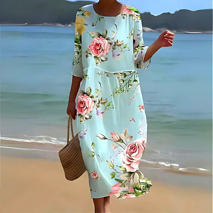Abito midi elegante, leggero e fluido da donna