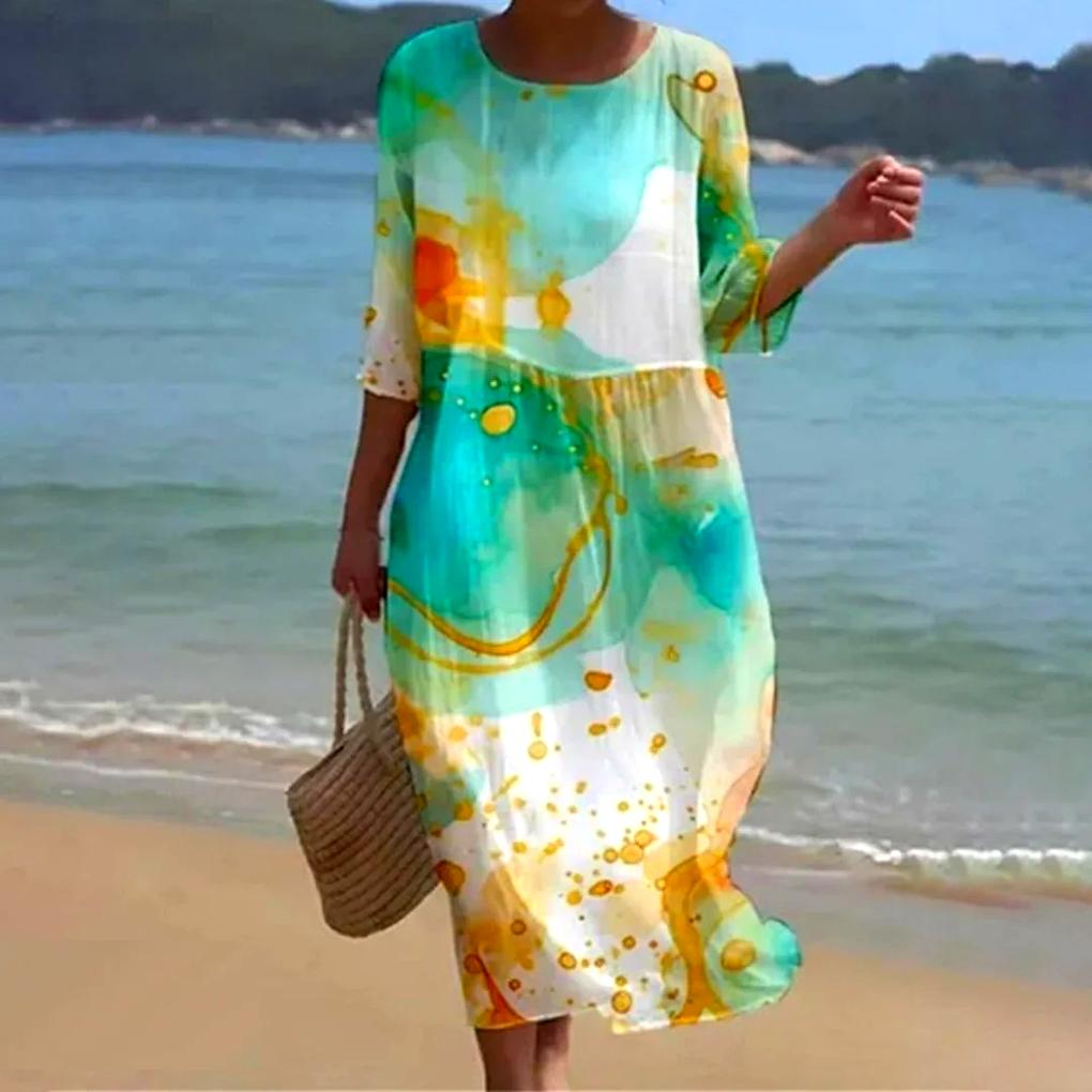 Abito midi elegante, leggero e fluido da donna
