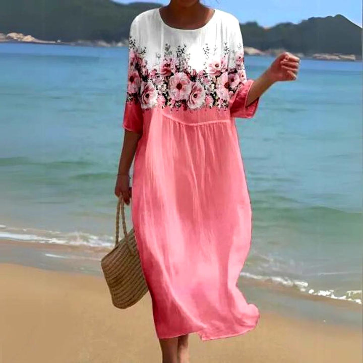 Abito midi elegante, leggero e fluido da donna