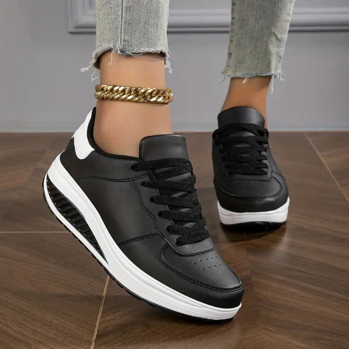 Scarpe basse con plateau in pelle PU da donna