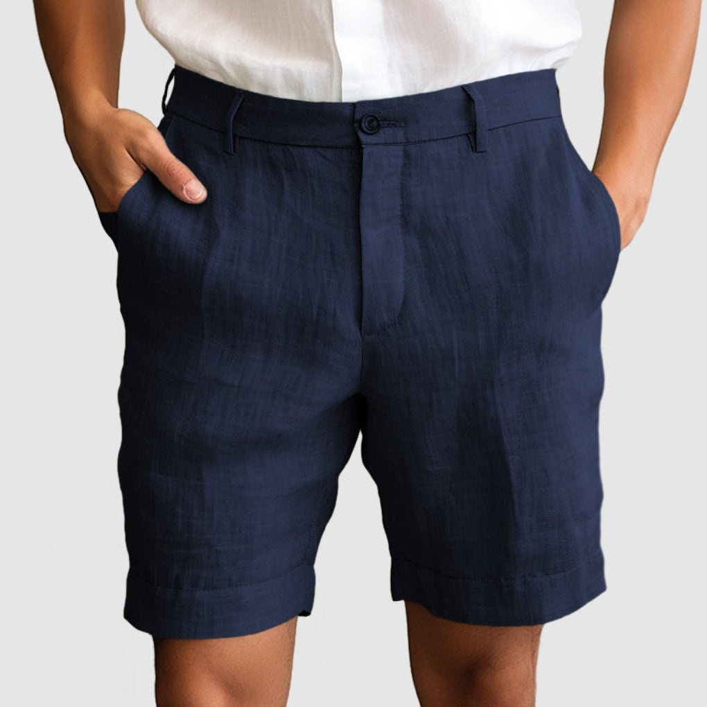 Pantaloncini casual in cotone e lino da uomo