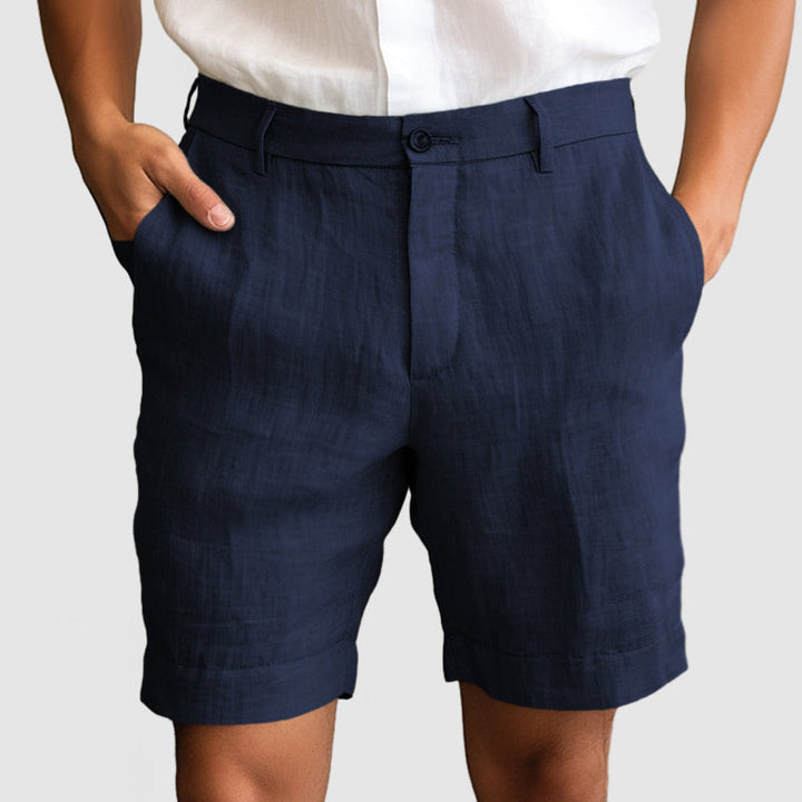 Pantaloncini casual in cotone e lino da uomo