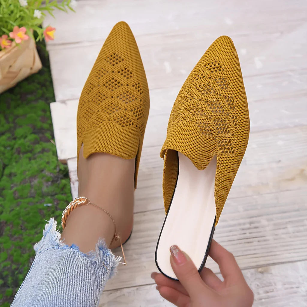 Mules piatte in maglia da donna